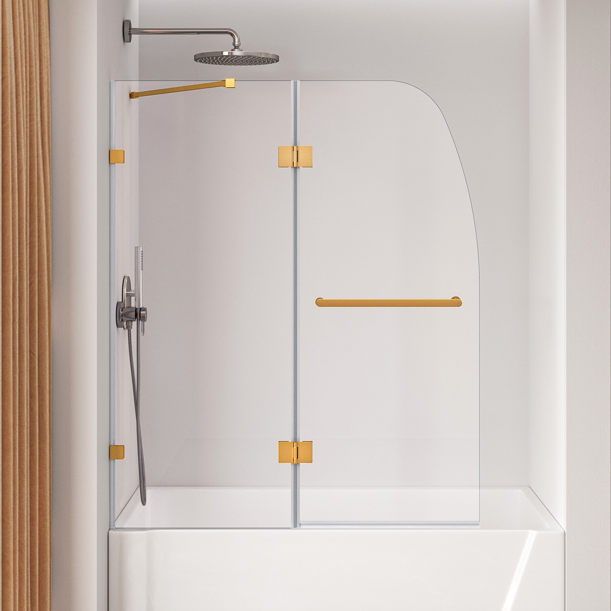 DeerValley DV-1SD0465B06 48" Frameless Bathtub Door, EasyClean & Towel Bar