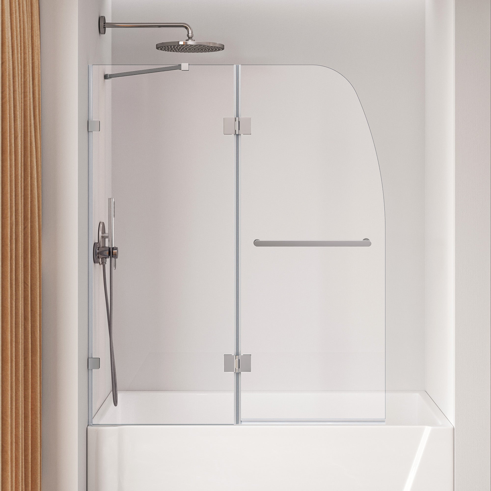 DeerValley DV-1SD0465B06 48" Frameless Bathtub Door, EasyClean & Towel Bar