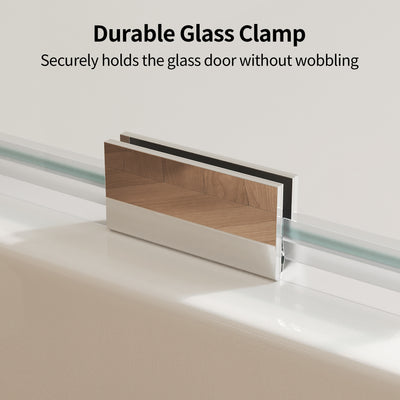 DeerValley DV-1SD0466B10 34" W x 58" H Frameless Bathtub Shower Door, Single Fixed Bath Panel with Clamps, 3/8" Tempered Glass Bathroom Shower Screen