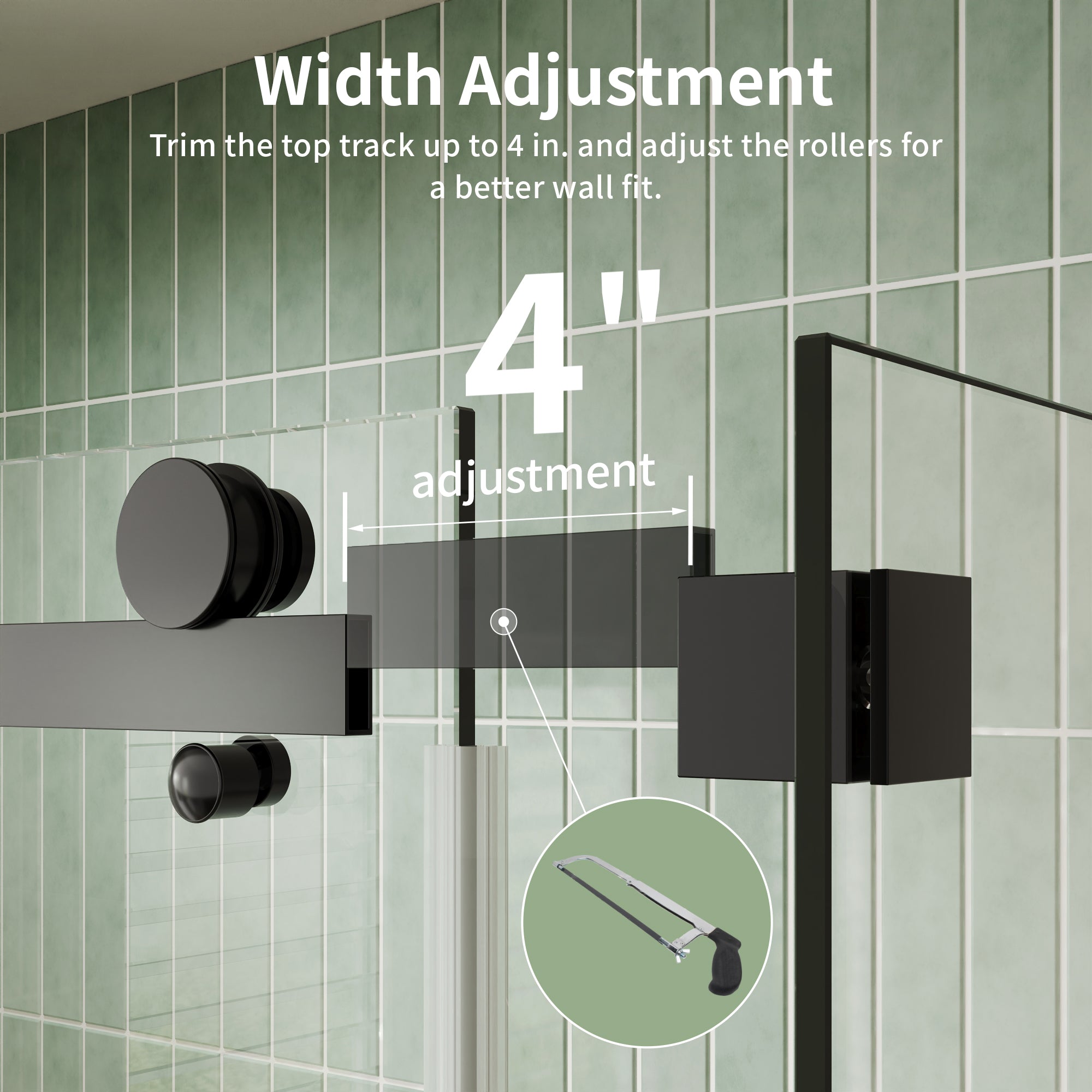 DeerValley DV-1SD469ZH016 Shower Door, Smooth Sliding Experience with Matte Black Top Rail and Clear Glass Panel