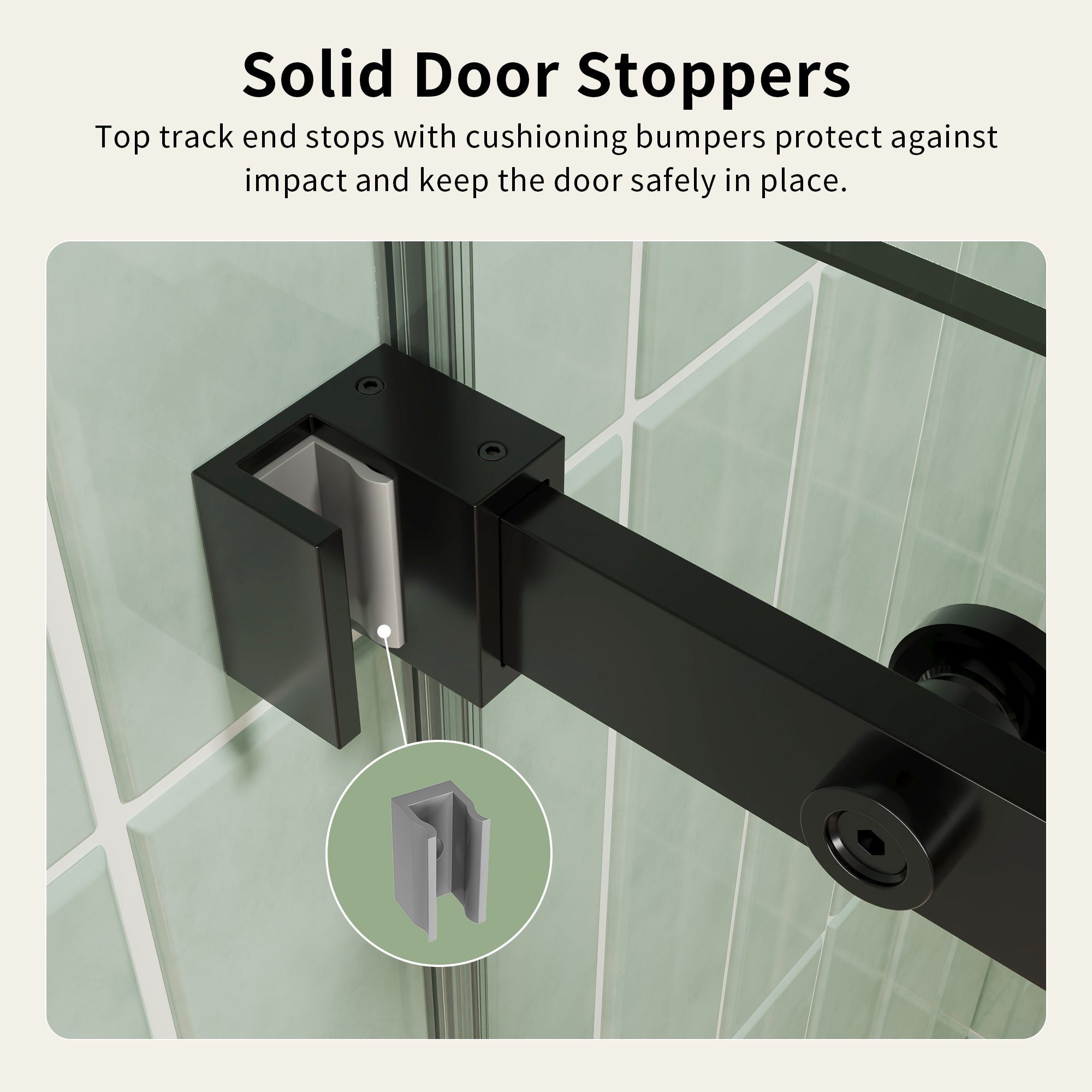 DeerValley DV-1SD469ZH016 Shower Door, Smooth Sliding Experience with Matte Black Top Rail and Clear Glass Panel