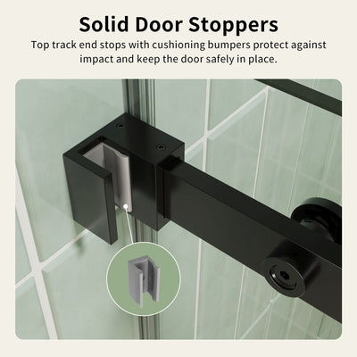 DeerValley DV-1SD469ZH016 Shower Door, Smooth Sliding Experience with Matte Black Top Rail and Clear Glass Panel