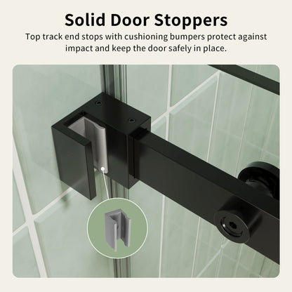 DeerValley DV-1SD469ZH016 Shower Door, Smooth Sliding Experience with Matte Black Top Rail and Clear Glass Panel