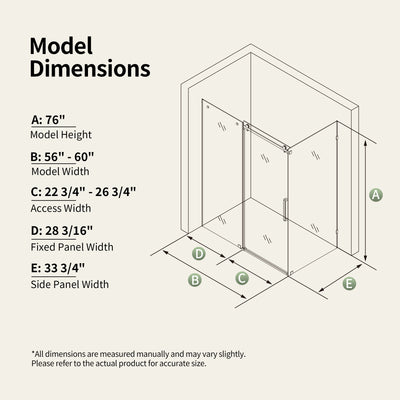 DeerValley DV-1SD469ZH016 Shower Door, Smooth Sliding Experience with Matte Black Top Rail and Clear Glass Panel