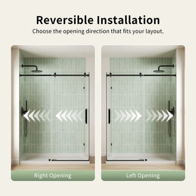 DeerValley DV-1SD469ZH016 Shower Door, Smooth Sliding Experience with Matte Black Top Rail and Clear Glass Panel