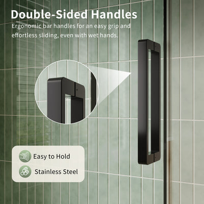 DeerValley DV-1SD469ZH016 Shower Door, Smooth Sliding Experience with Matte Black Top Rail and Clear Glass Panel