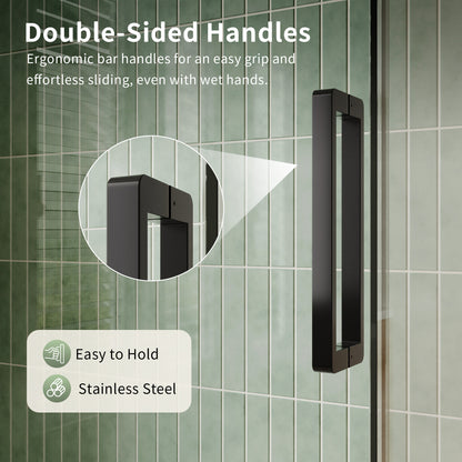 DeerValley DV-1SD469ZH016 Shower Door, Smooth Sliding Experience with Matte Black Top Rail and Clear Glass Panel