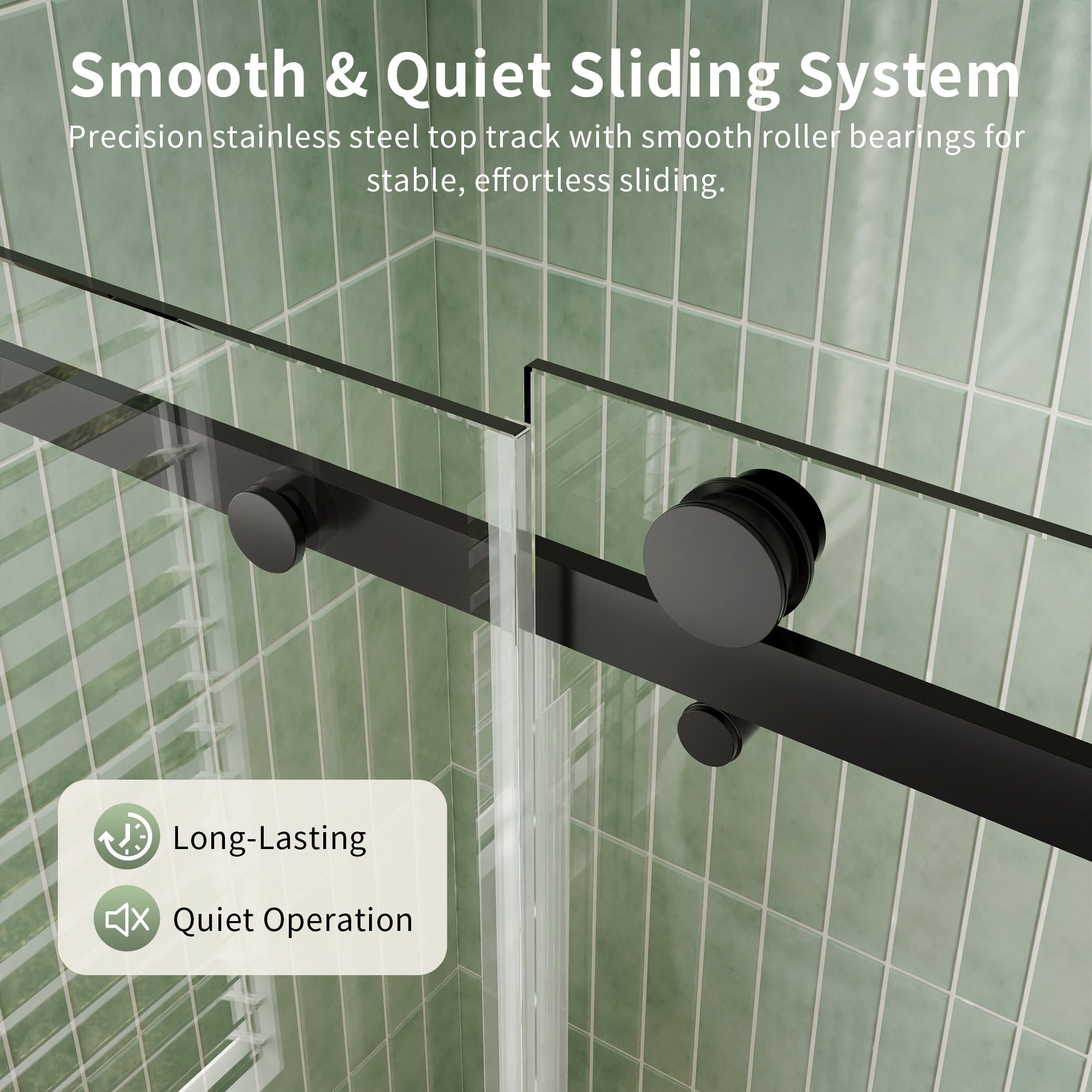 DeerValley DV-1SD469ZH016 Shower Door, Smooth Sliding Experience with Matte Black Top Rail and Clear Glass Panel