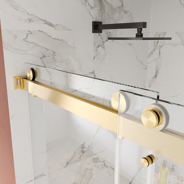 DV-1SD055 56'' - 60'' W x 76'' H Double Sliding Frameless Shower Door with Clear Glass