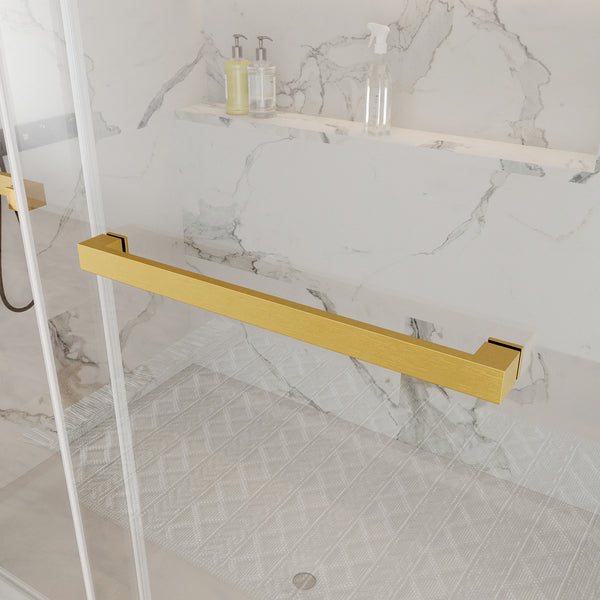 DV-1SD055 56'' - 60'' W x 76'' H Double Sliding Frameless Shower Door with Clear Glass