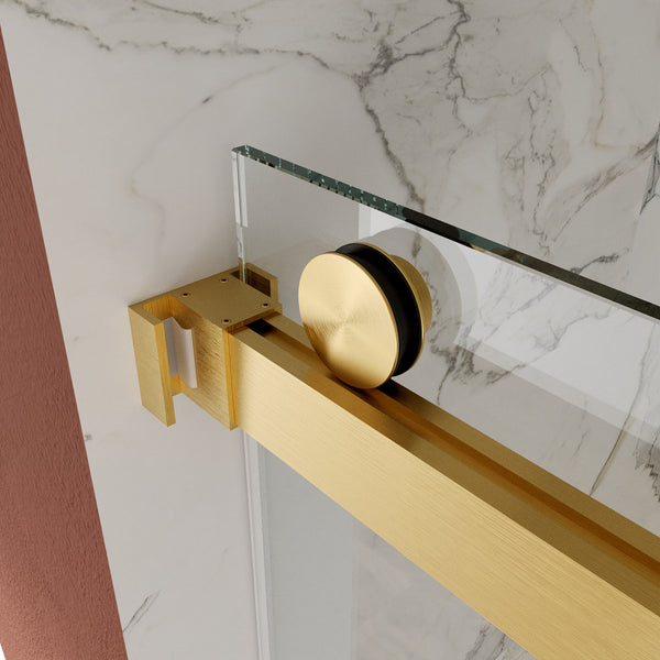 DV-1SD055 56'' - 60'' W x 76'' H Double Sliding Frameless Shower Door with Clear Glass
