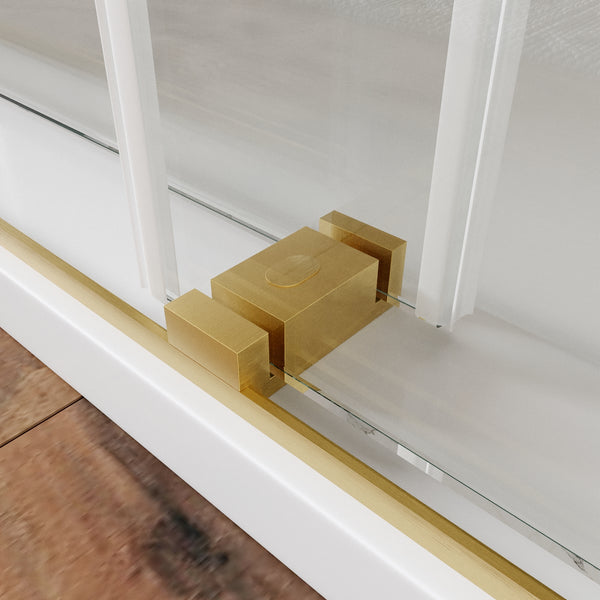 DV-1SD055 56'' - 60'' W x 76'' H Double Sliding Frameless Shower Door with Clear Glass