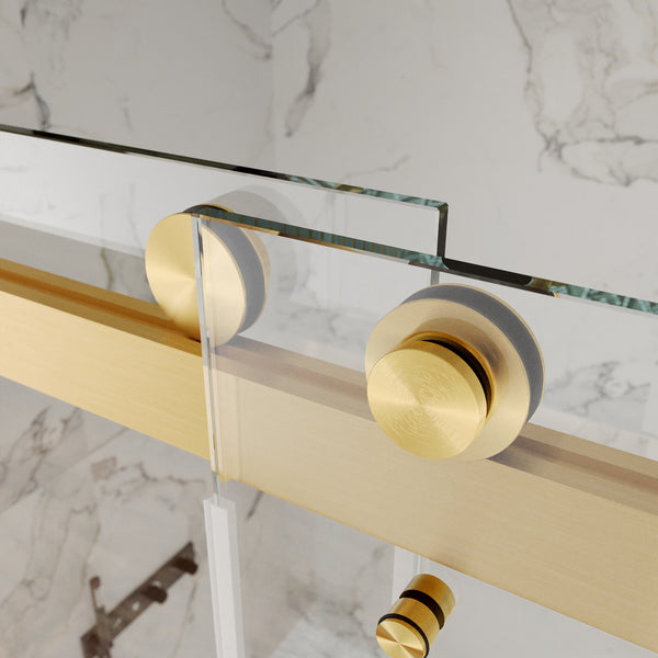 DV-1SD055 56'' - 60'' W x 76'' H Double Sliding Frameless Shower Door with Clear Glass
