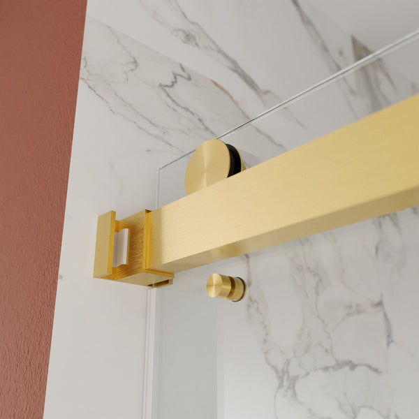 DV-1SD055 56'' - 60'' W x 76'' H Double Sliding Frameless Shower Door with Clear Glass