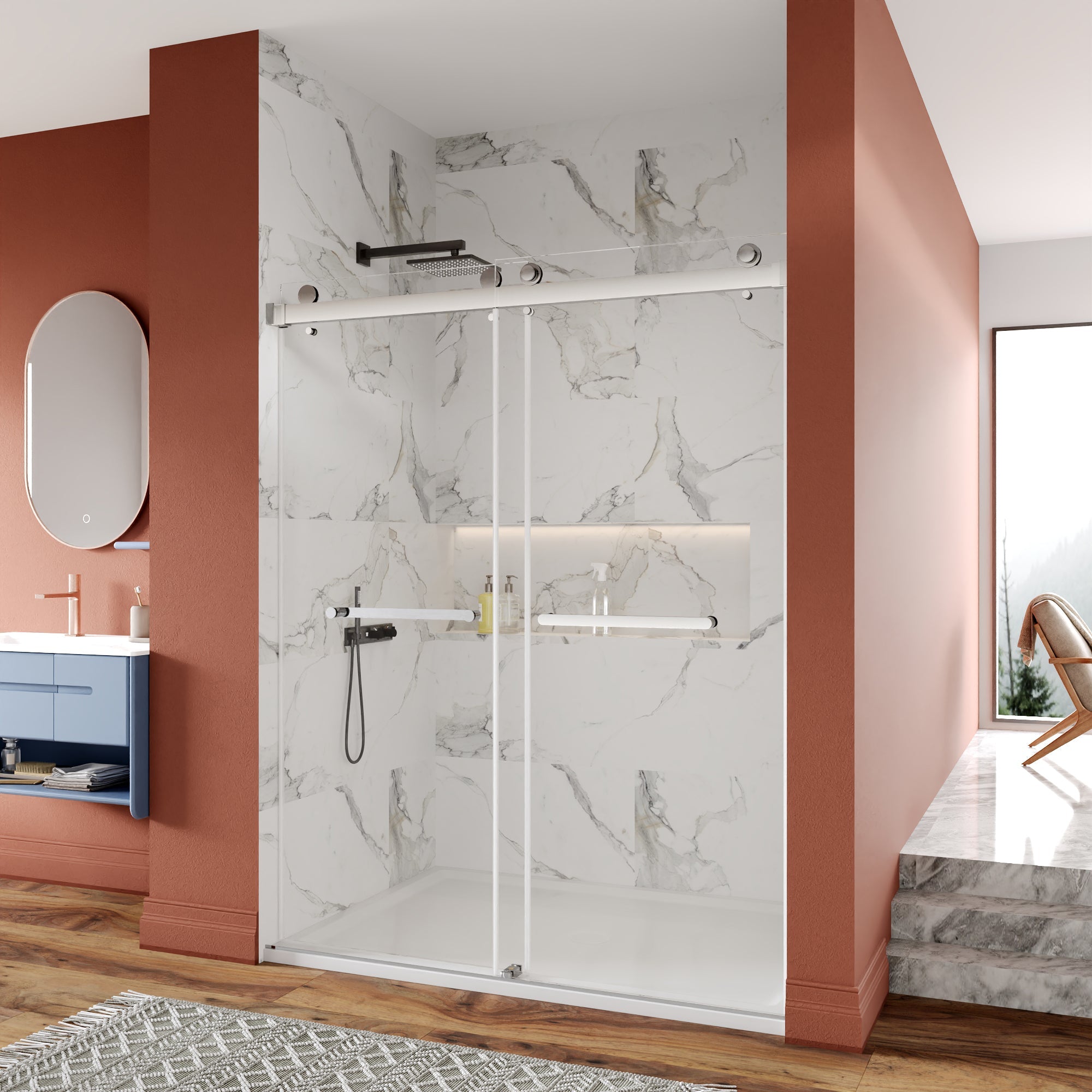 CONCORD 60"x 76" Shower Enclosure Double Sliding Frameless