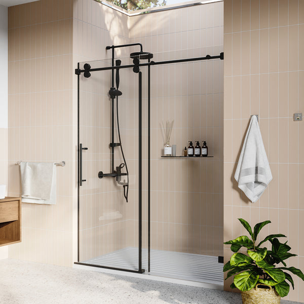 DV-1SD059 60'' 56'' W x 76'' H Single Sliding Frameless Shower Door with Clear Glass