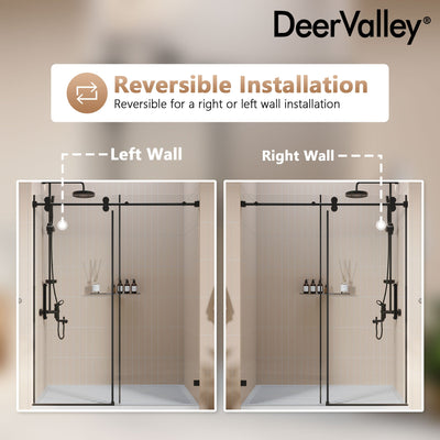 DeerValley DV-1SD057 60"x 76" Shower Enclosure Single Sliding Frameless