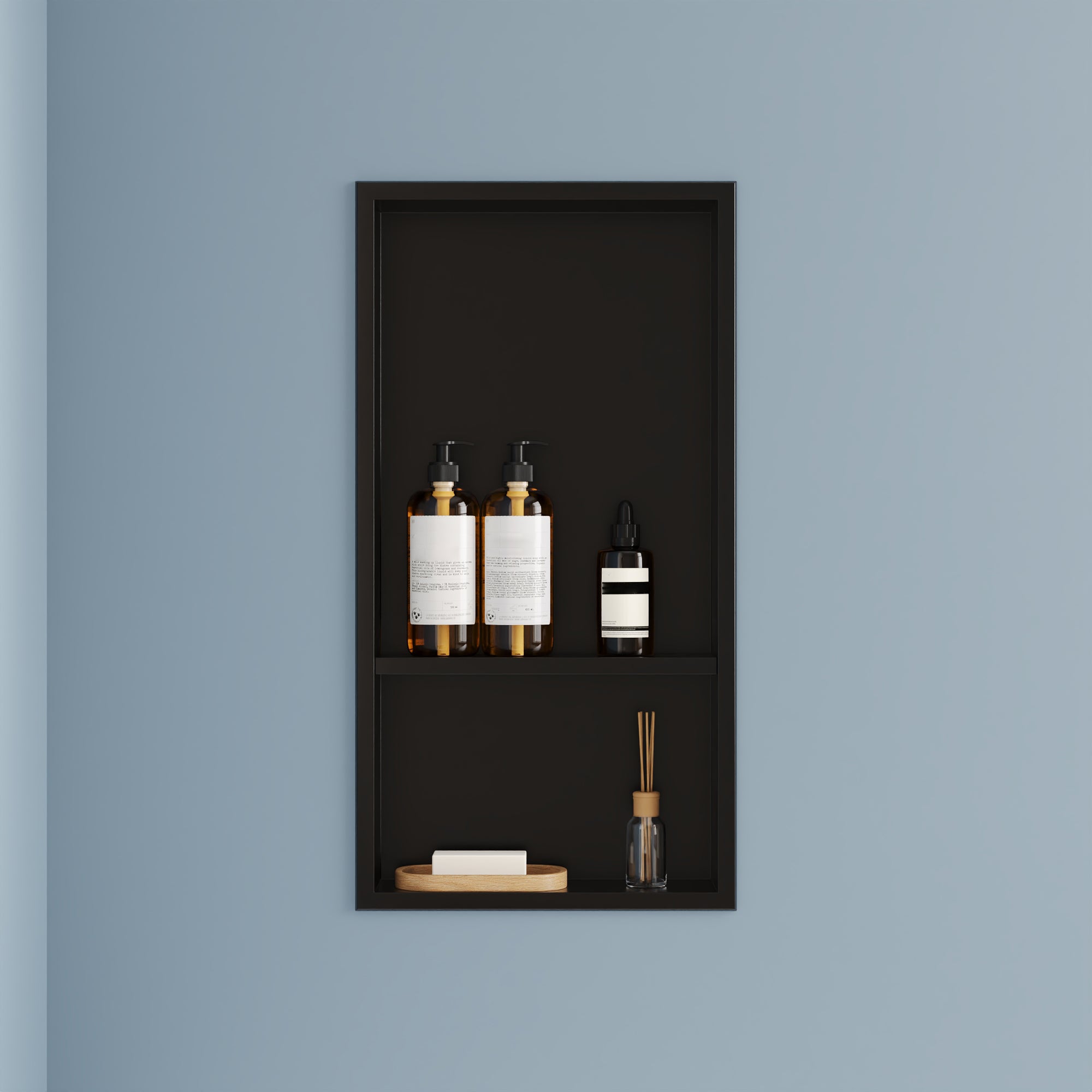 DeerValley 12" x 24" Double Shelf Shower Niche with Drainage Slope, Matte Black, White, or Stainless Steel Finish - Recessed Wall Bathroom Niche, No Tile Required