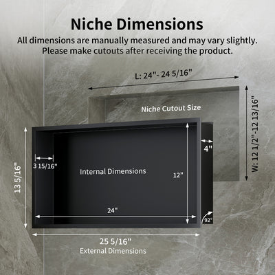 DeerValley DV-1SN0517 Shower Niche – Waterproof & Rustproof with Matte Black Recessed