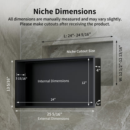 DeerValley DV-1SN0517 Shower Niche – Waterproof & Rustproof with Matte Black Recessed