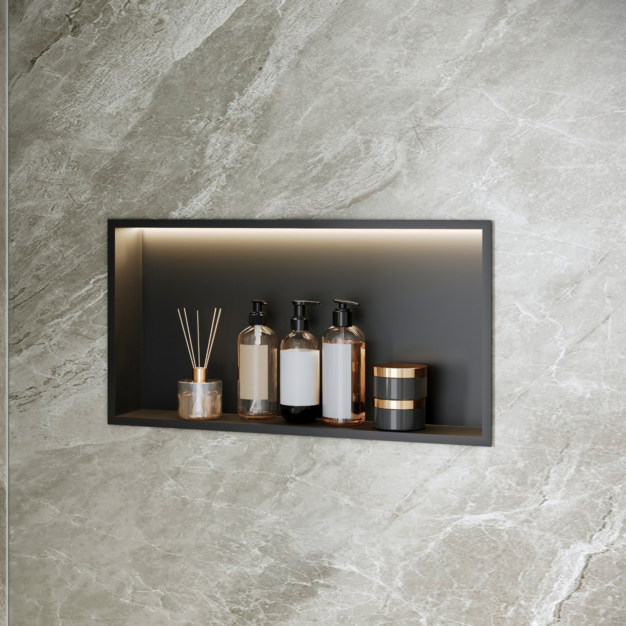 DeerValley DV-1SN0517 Shower Niche – Waterproof & Rustproof with Matte Black Recessed