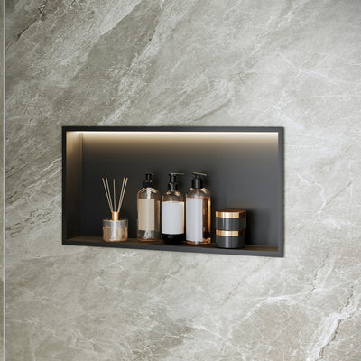 DeerValley DV-1SN0517 Shower Niche – Waterproof & Rustproof with Matte Black Recessed