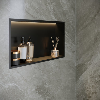 DeerValley DV-1SN0517 Shower Niche – Waterproof & Rustproof with Matte Black Recessed