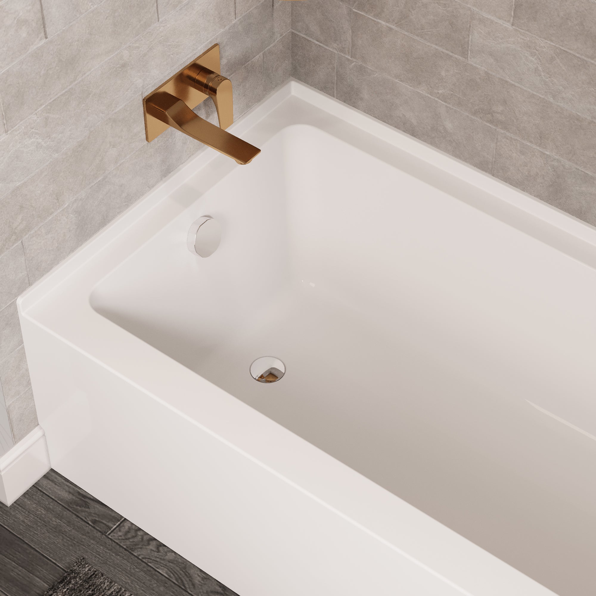 Liberty DeerValley Acrylic Drop In Bathtub,Alcove Bath with Integral Apron,Bathtubs & Soaking Tub with Left Hand Drain (60"x30") White