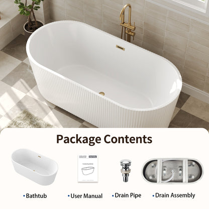 DeerValley DV-1T0583 Freestanding Soaking Tub, Deep 15" Water Depth & Leak-Proof Design