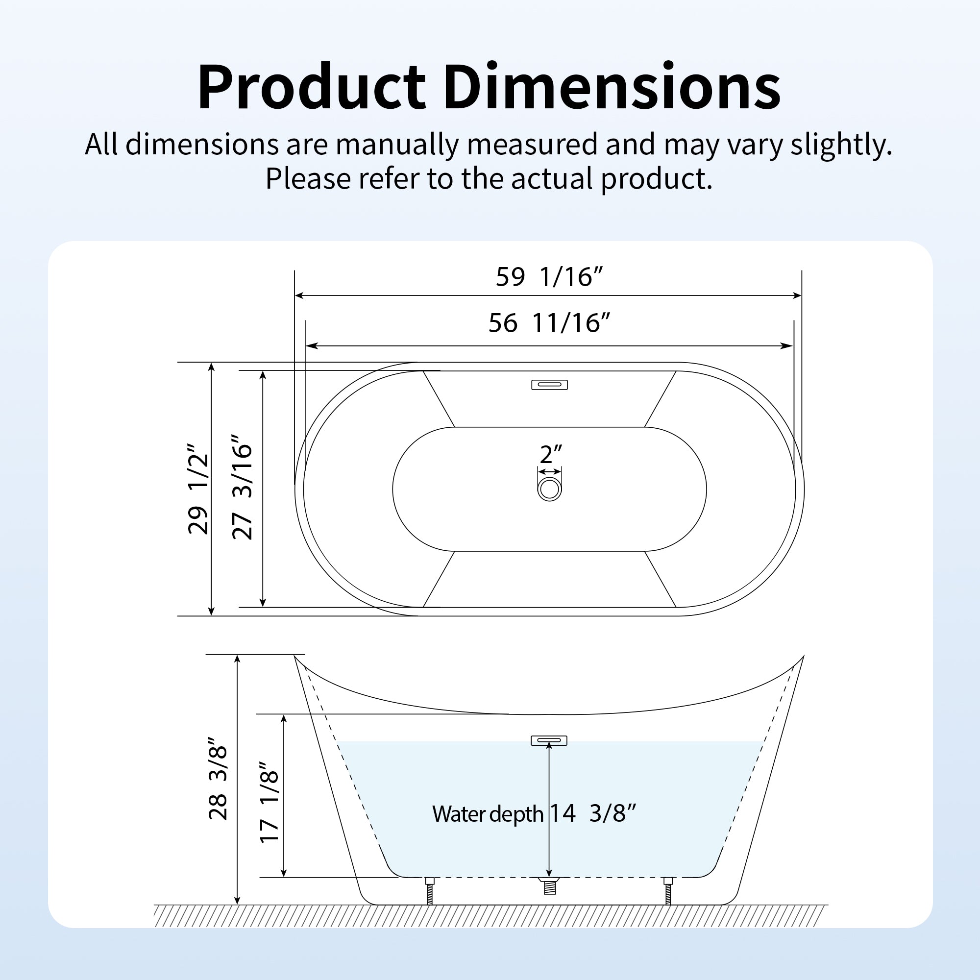 DeerValley DV-1T151S HORIZON 59" X 30" Freestanding Acrylic Bathtub