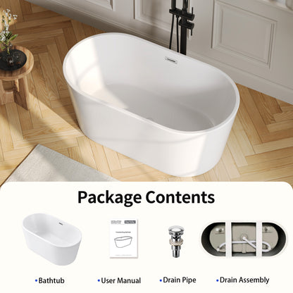DeerValley DV-1T0582 Freestanding Soaking Tub, Deep 14" Water Depth & Leak-Proof Design
