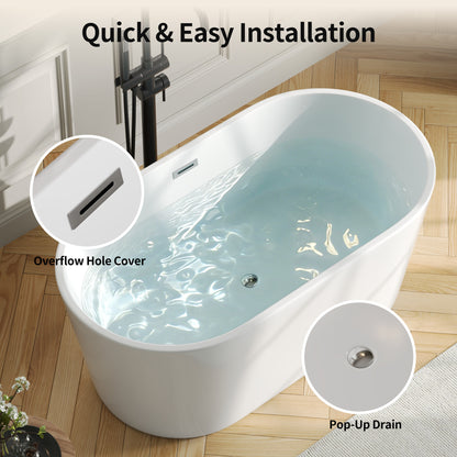 DeerValley DV-1T0582 Freestanding Soaking Tub, Deep 14" Water Depth & Leak-Proof Design