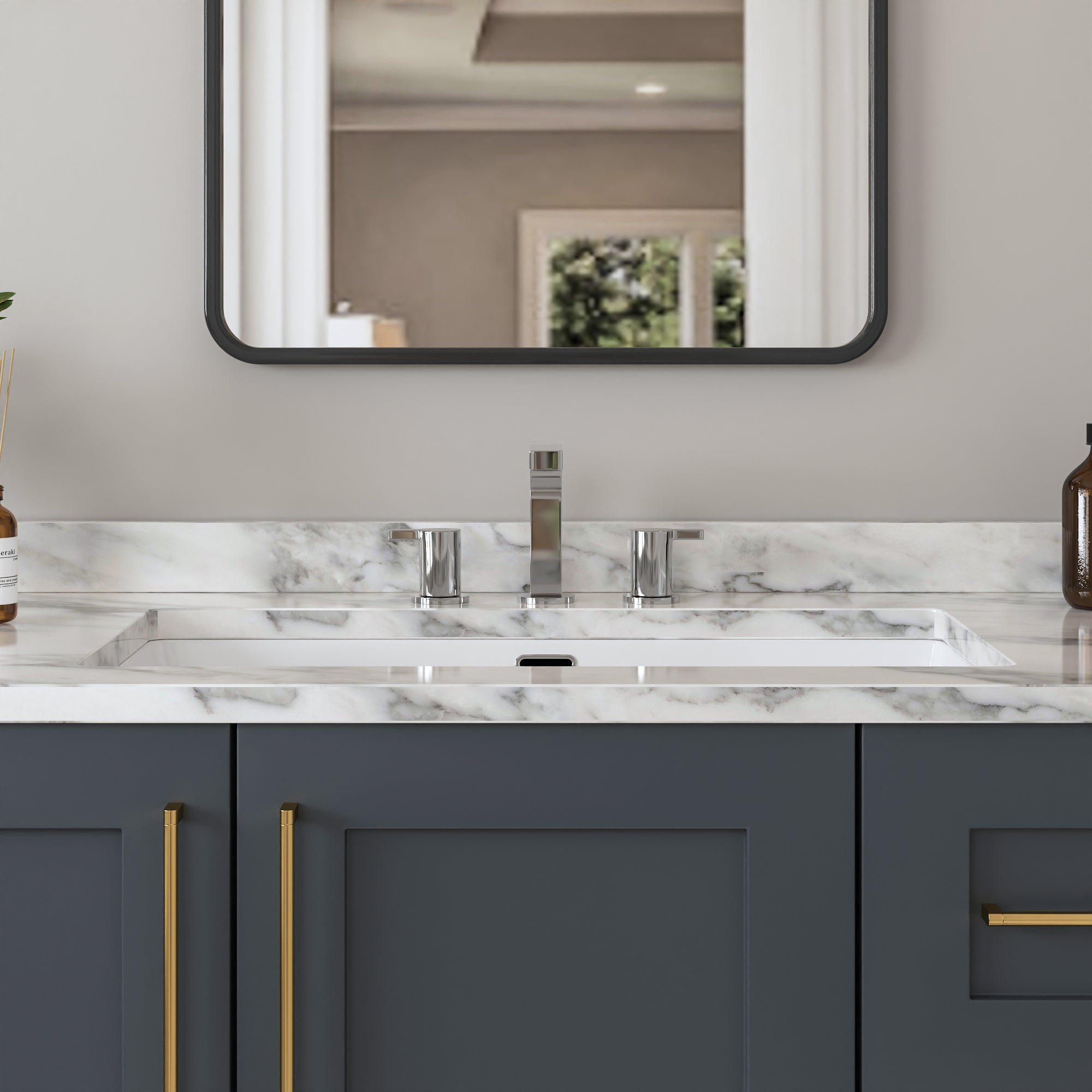 27.5" x 16" Rectangular Undermount Bathroom Sink, Overflow Hole