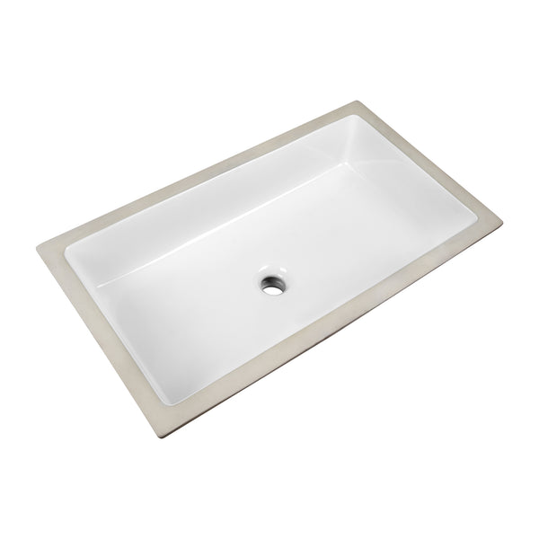 DV-1U0132 27.5" x 16" Rectangular Undermount Bathroom Sink, Overflow Hole