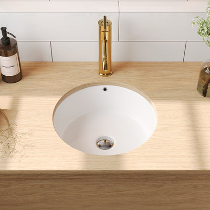 16.14"x15.95"  Round Undermount Bathroom Sink, Overflow Hole