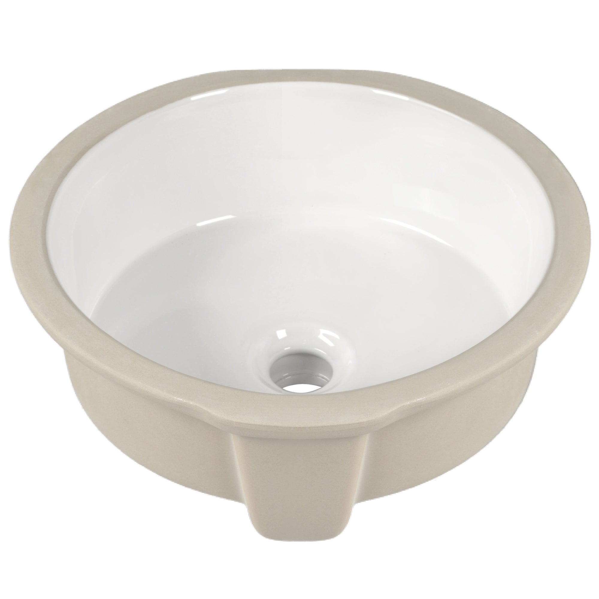 16.14"x15.95"  Round Undermount Bathroom Sink, Overflow Hole