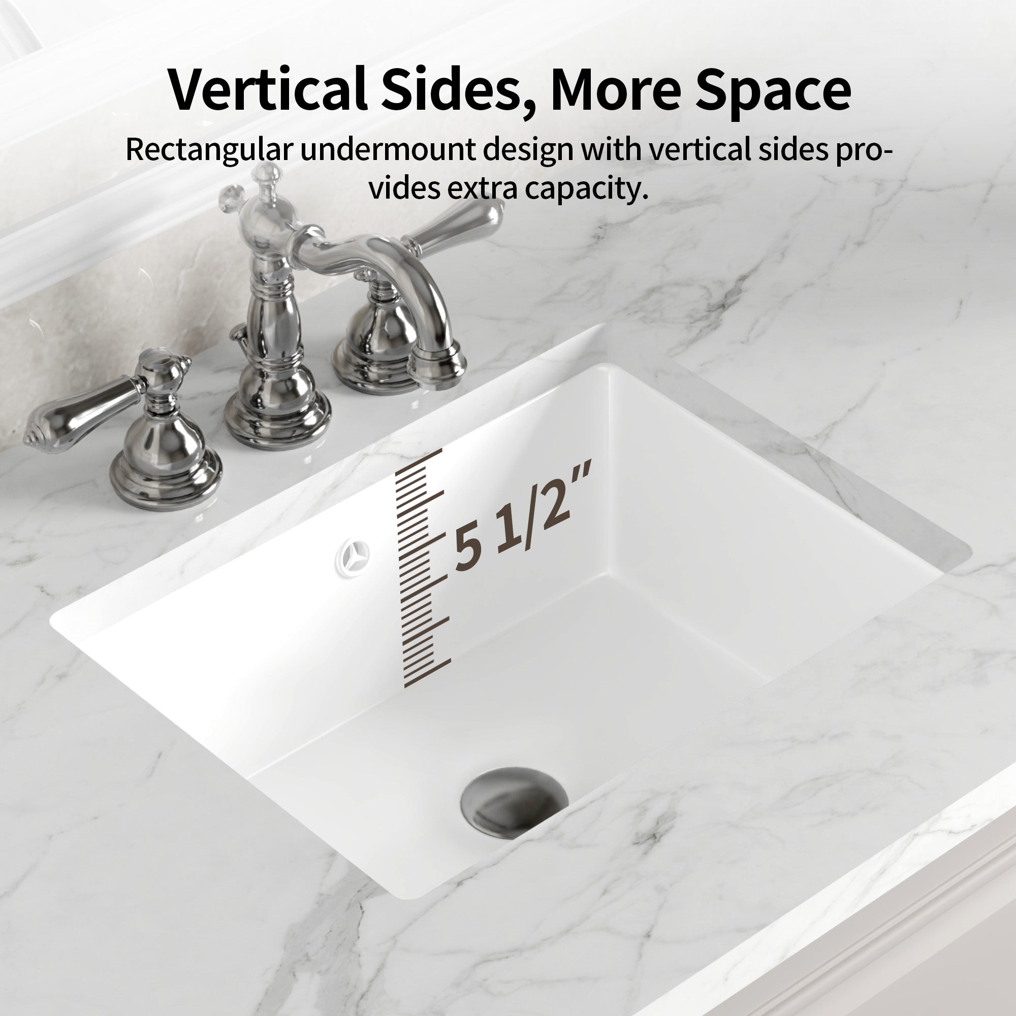 DeerValley DV-1U0477 18 x 13.5 Inch Undermount Bathroom Sink, White Ceramic Under Counter Bathroom Sinks, Modern Lavatory Vanity Bath Wash Bowl Basin with Overflow