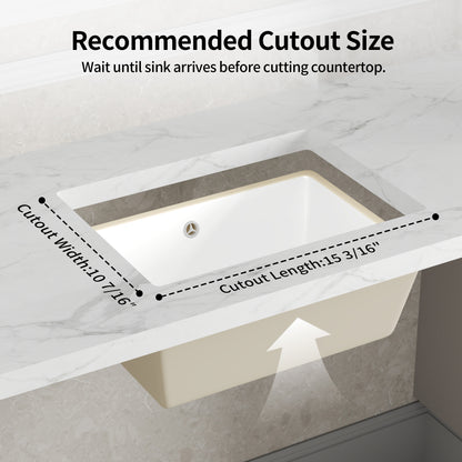 DeerValley DV-1U0477 18 x 13.5 Inch Undermount Bathroom Sink, White Ceramic Under Counter Bathroom Sinks, Modern Lavatory Vanity Bath Wash Bowl Basin with Overflow