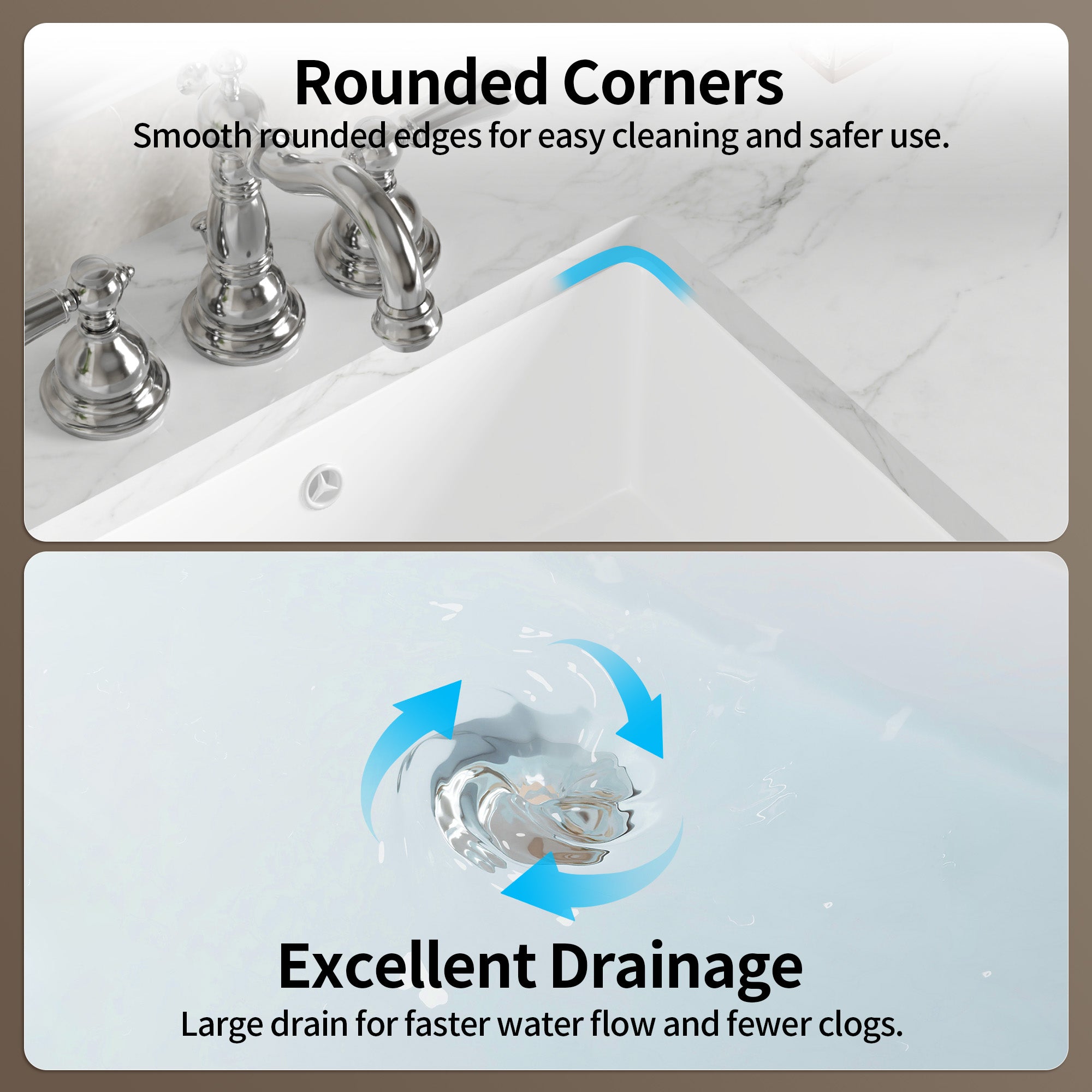 DeerValley DV-1U0477 18 x 13.5 Inch Undermount Bathroom Sink, White Ceramic Under Counter Bathroom Sinks, Modern Lavatory Vanity Bath Wash Bowl Basin with Overflow