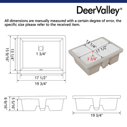 URSA 21" X 15" Rectangular Undermount Bathroom Sink, Overflow Hole With Multiple Colors