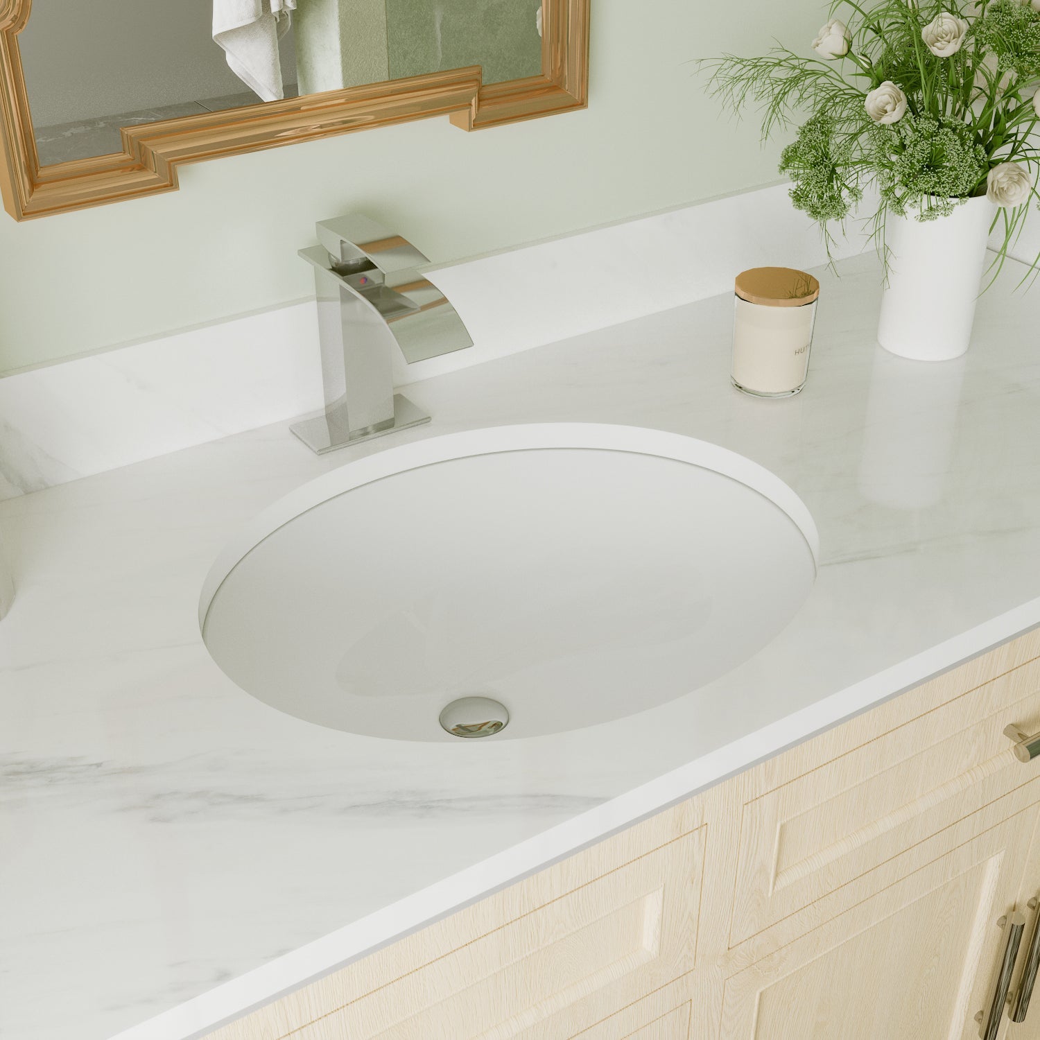 DeerValley Bath DeerValley DV-1U301 Liberty 16 1/2" X 13 3/8" Oval Vitreous China Undermount Bathroom Sink With Overflow Hole Undermount Sinks