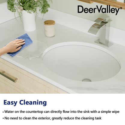 DeerValley Bath DeerValley DV-1U301 Liberty 16 1/2" X 13 3/8" Oval Vitreous China Undermount Bathroom Sink With Overflow Hole Undermount Sinks