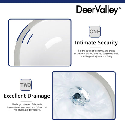 DeerValley Bath DeerValley DV-1U301 Liberty 16 1/2" X 13 3/8" Oval Vitreous China Undermount Bathroom Sink With Overflow Hole Undermount Sinks