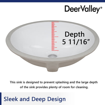 LIBERTY 16.54" X 13.39" Oval Undermount Bathroom Sink, Overflow Hole