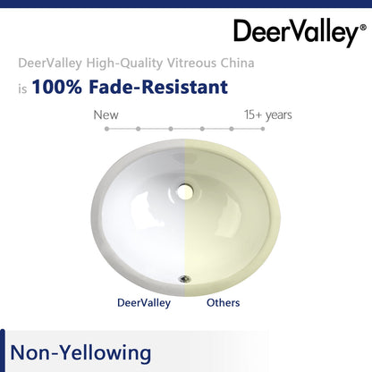 DeerValley Bath DeerValley DV-1U302 Liberty 17" X 14" Oval Vitreous China Undermount Bathroom Sink With Overflow Hole Undermount Sinks