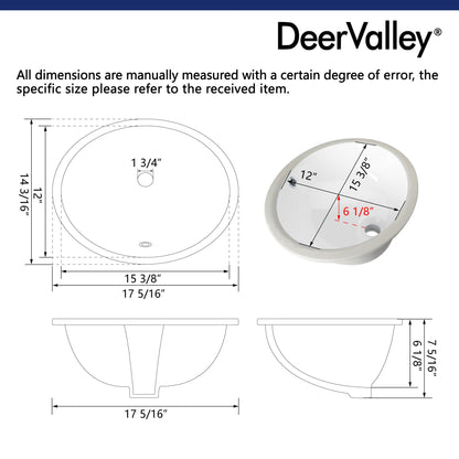 LIBERTY 17" X 14" Oval Undermount Bathroom Sink, Overflow Hole
