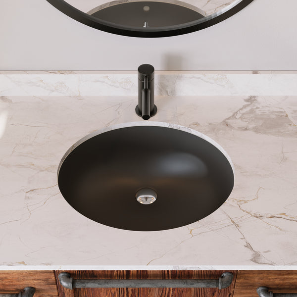 DeerValley Bath SYMMETRY 18" X 15" Oval Undermount Bathroom Sink, Overflow Hole With Multiple Colors Undermount Bathroom Sinks