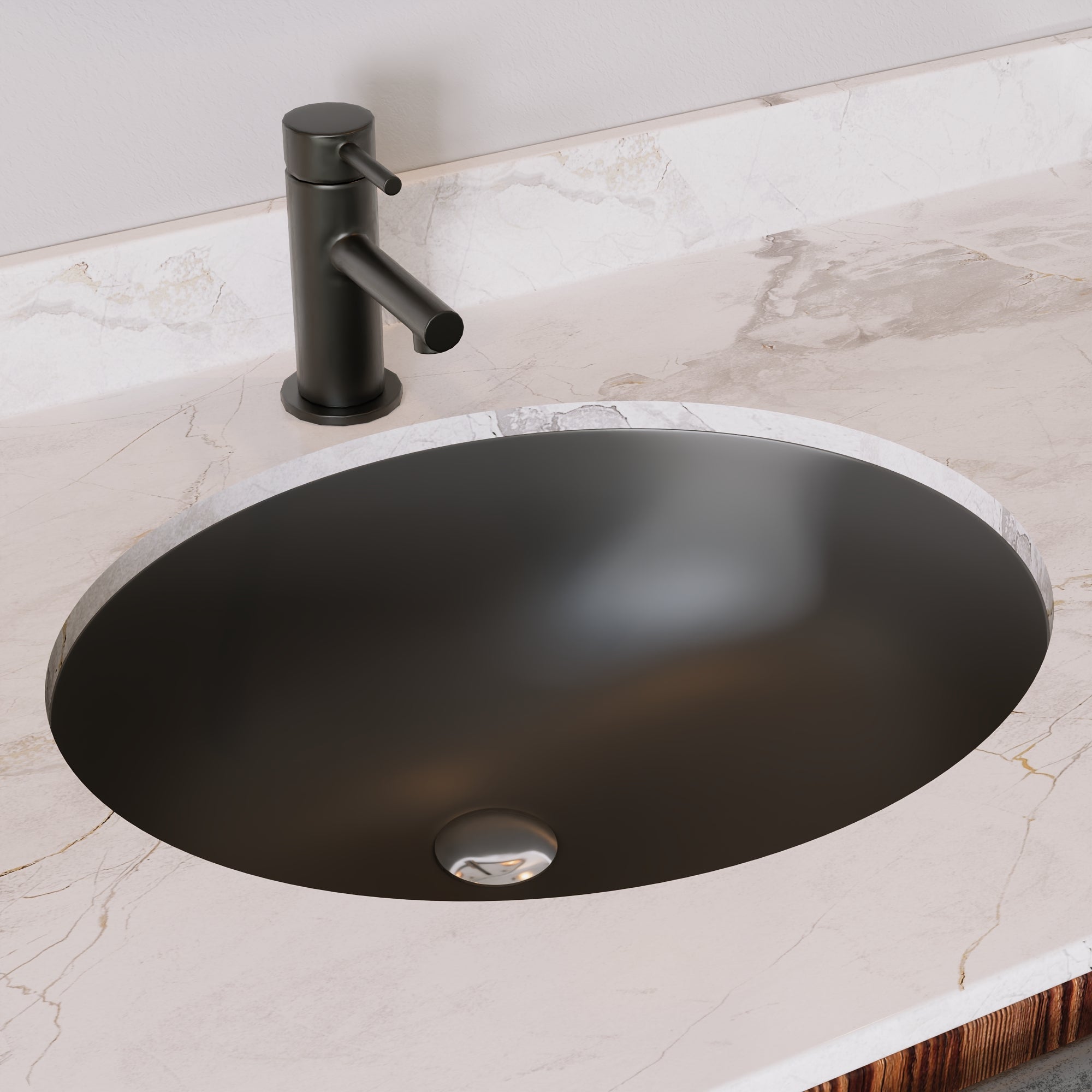 SYMMETRY 18" X 15" Oval Undermount Bathroom Sink, Overflow Hole With Multiple Colors