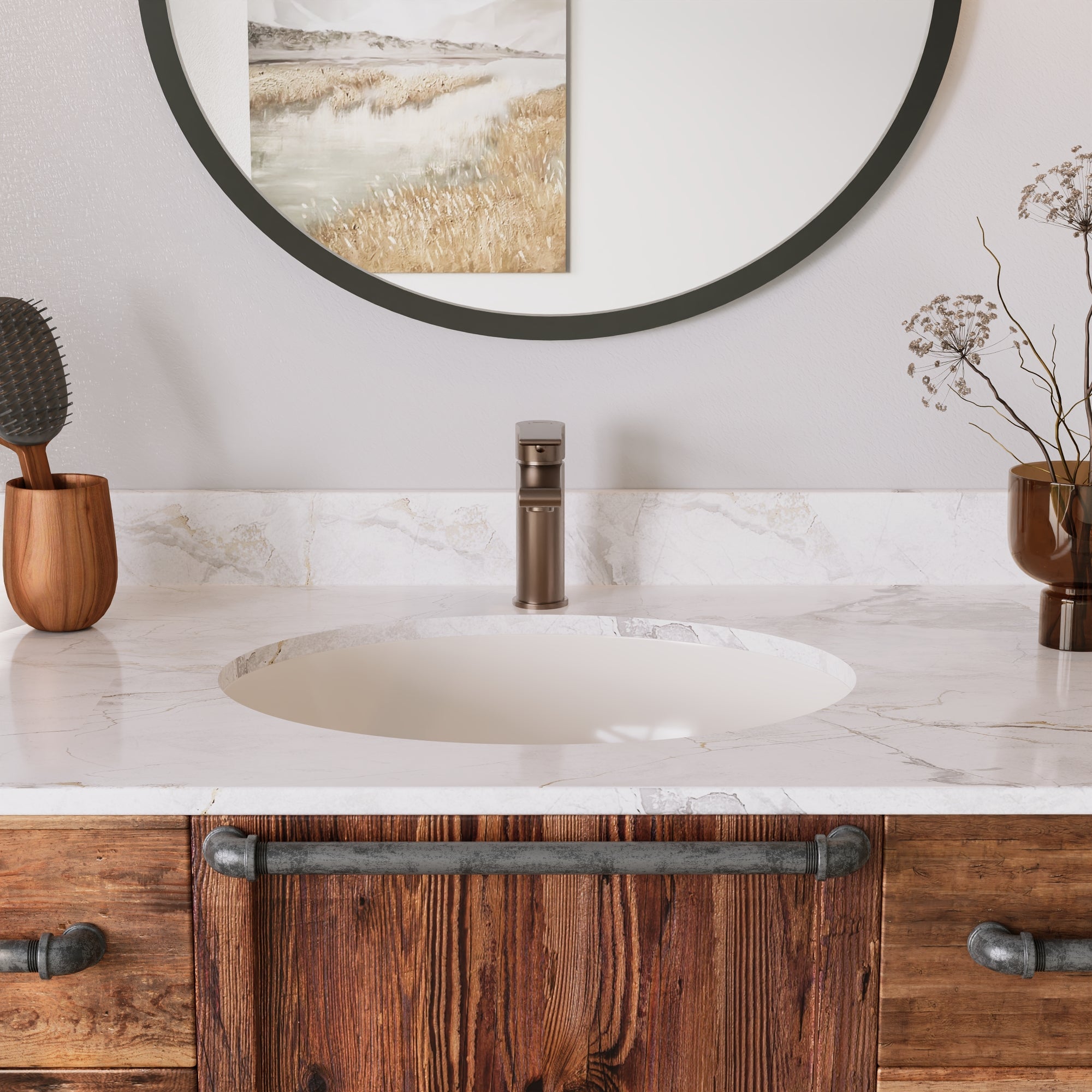 SYMMETRY 18" X 15" Oval Undermount Bathroom Sink, Overflow Hole With Multiple Colors