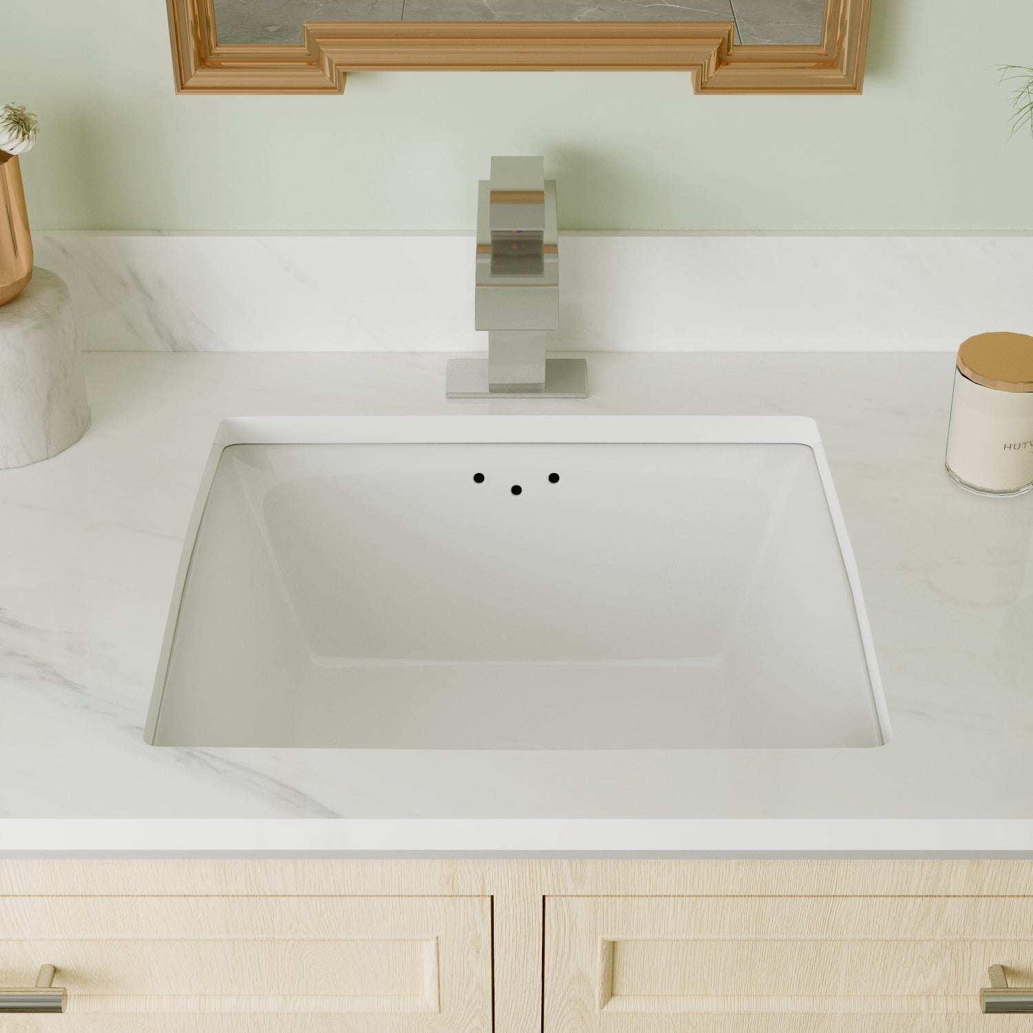 DeerValley Bath DeerValley DV-1U307 Ursa 16" X 14" Rectangular Vitreous China Undercounter Bathroom Sink With Overflow Hole Undermount Sinks
